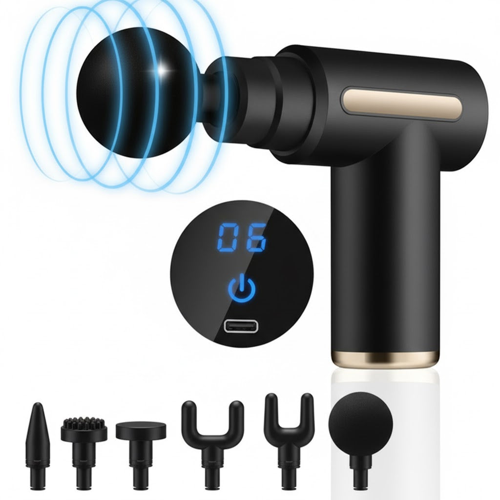 Pistola de Masaje Muscular Profesional de 6 niveles – Terapia Percusiva Portátil